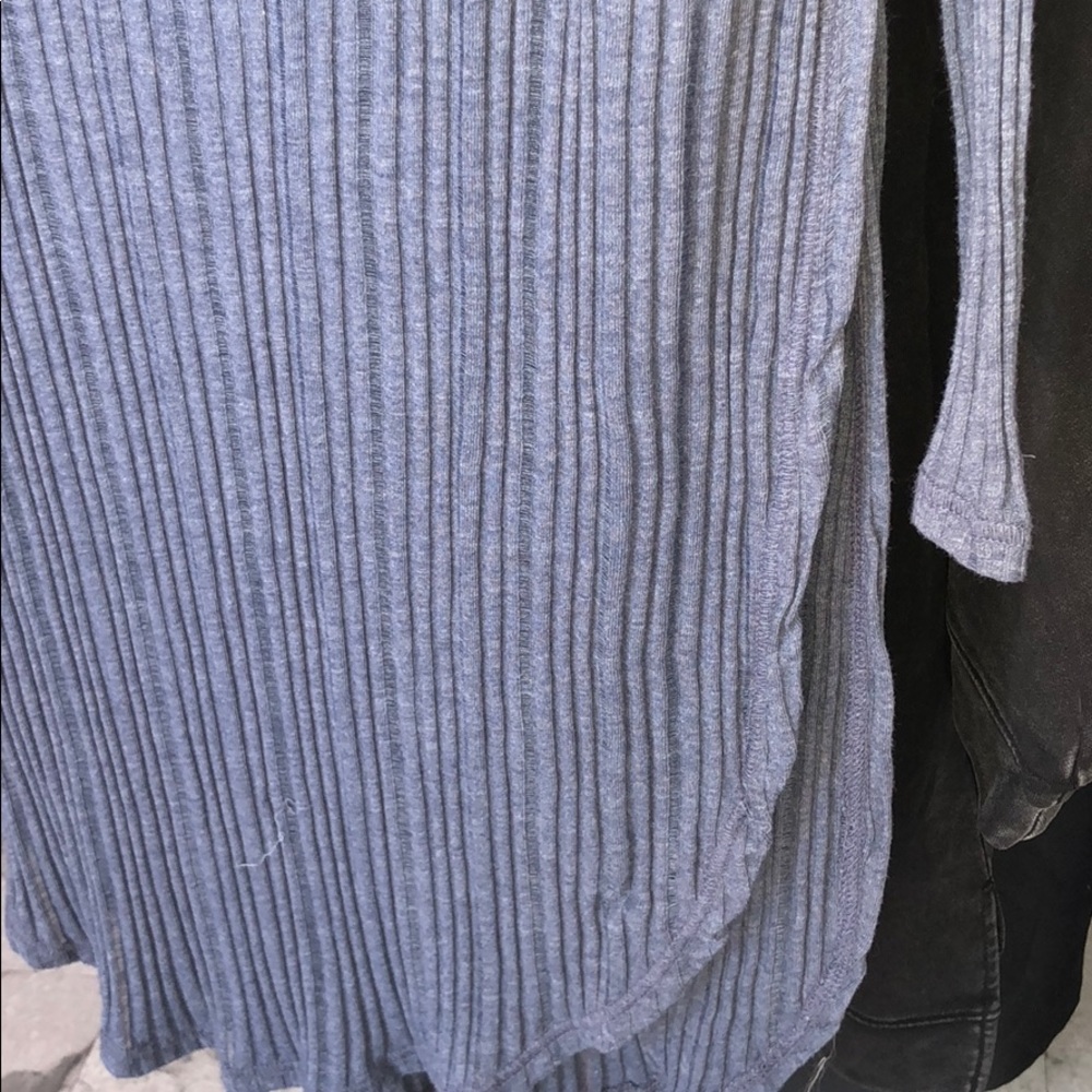 FREE PEOPLE BLUE ASTORIA SIDE SLIT DEEP SCOOP TOP - Picture 4 of 5